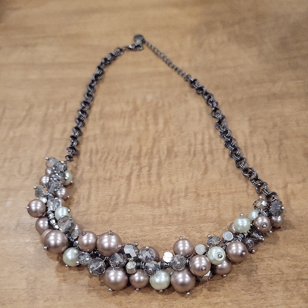 Chunky Pearl and Crystal Necklace